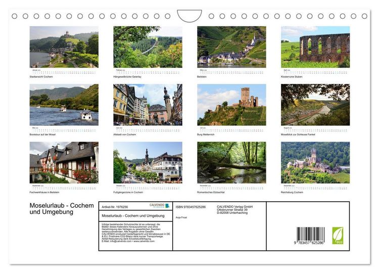 Produktbild: Moselurlaub - Cochem und Umgebung (Wandkalender 2026 DIN A4 quer), CALVENDO Monatskalender
