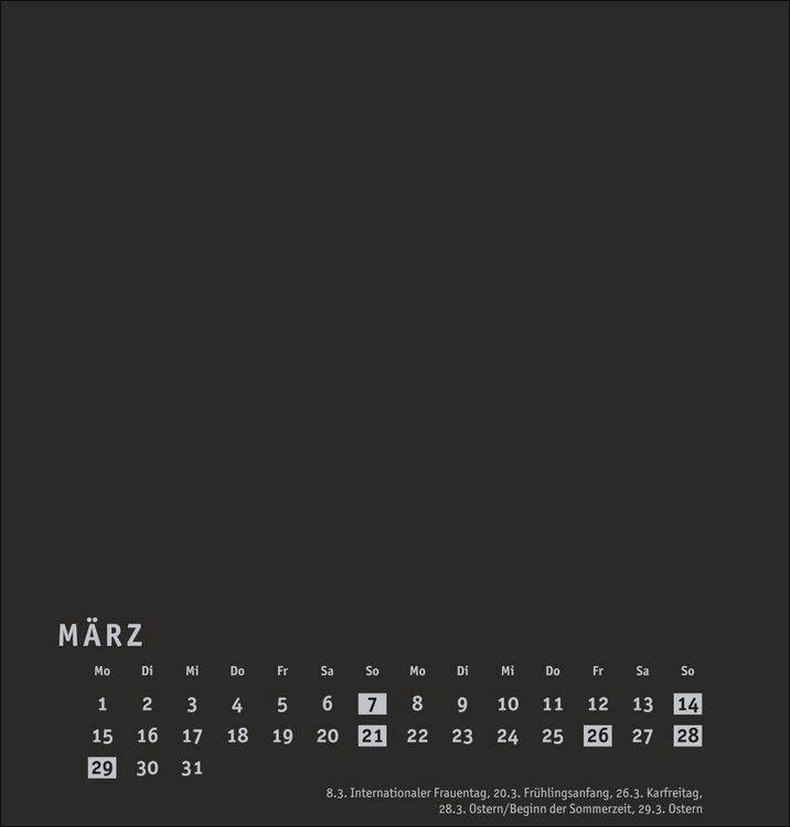 Produktbild: Premium-Bastelkalender schwarz mittel 2027