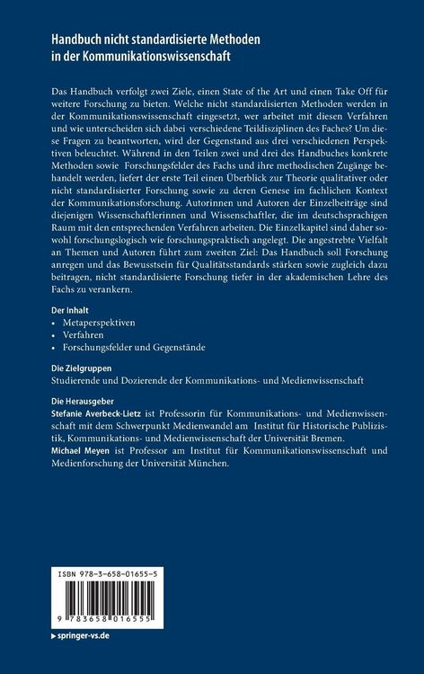 Produktbild: Handbuch nicht standardisierte Methoden in der Kommunikationswissenschaft