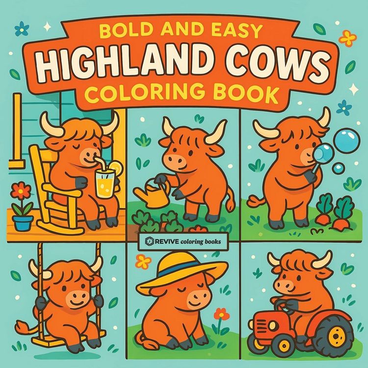 Produktbild: Bold & Easy Highland Cows Coloring Book