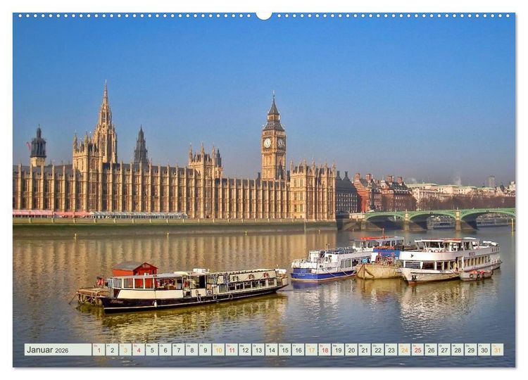 Produktbild: B&uuml;hne frei f&uuml;r London und die Themse (hochwertiger Premium Wandkalender 2026 DIN A2 quer), Kunstdruck in Hochglanz
