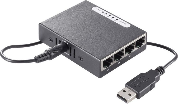 Produktbild: Renkforce RF-4270245 RF-4270245 Netzwerk Switch 4 Port 1000MBit/s USB-Stromversorgung