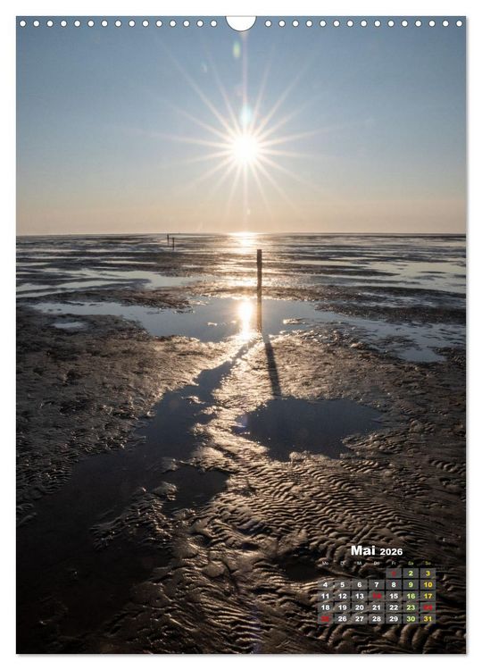 Produktbild: Westerhever - Wattwanderung in den Sonnenuntergang (Wandkalender 2026 DIN A3 hoch), CALVENDO Monatskalender