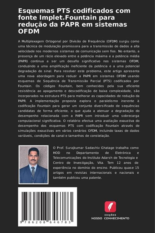 Produktbild: Esquemas PTS codificados com fonte Implet.Fountain para redu&ccedil;&atilde;o da PAPR em sistemas OFDM