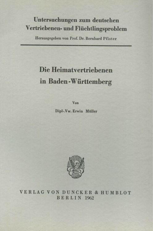 Produktbild: Untersuchungen zum deutschen Vertriebenen- und Fl&uuml;chtlingsproblem.
