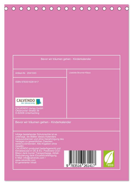 Produktbild: Bevor wir tr&auml;umen gehen - Kinderkalender (Tischkalender 2026 DIN A5 hoch), CALVENDO Monatskalender