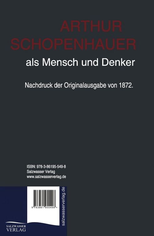 Produktbild: Arthur Schopenhauer als Mensch und Denker