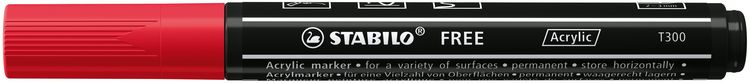 Produktbild: STABILO Acrylmarker, FREE Acrylic T300, Strichbreite 2-3 mm, karmin