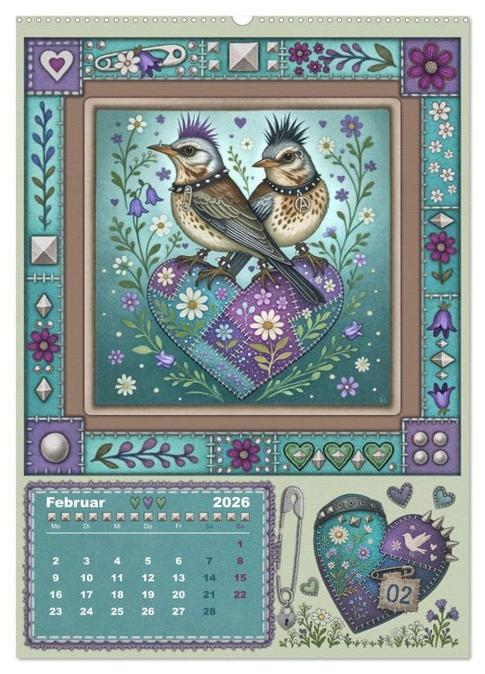 Produktbild: V&ouml;gel. Kleine Punks. Gro&szlig;es Herz. (hochwertiger Premium Wandkalender 2026 DIN A2 hoch), Kunstdruck in Hochglanz