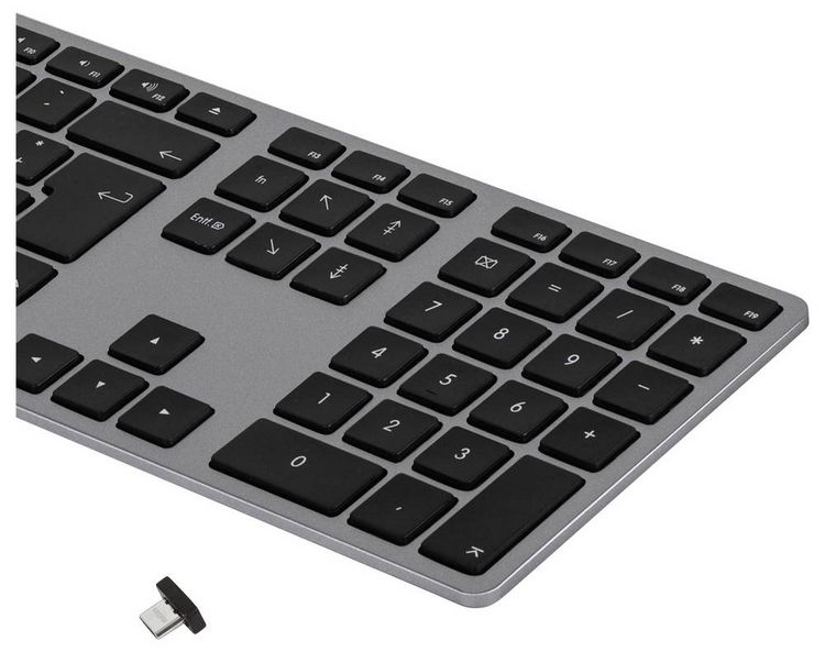 Produktbild: Matias FK418DCB-DE Wireless USB-C&reg; Aluminum Keyboard for Mac Kabellos Tastatur Deutsch, QWERTZ, Mac Space Grau