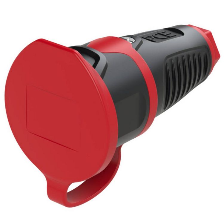 Produktbild: PCE 2411-sr Schutzkontaktkupplung Gummi, Kunststoff 230V Schwarz, Rot IP54