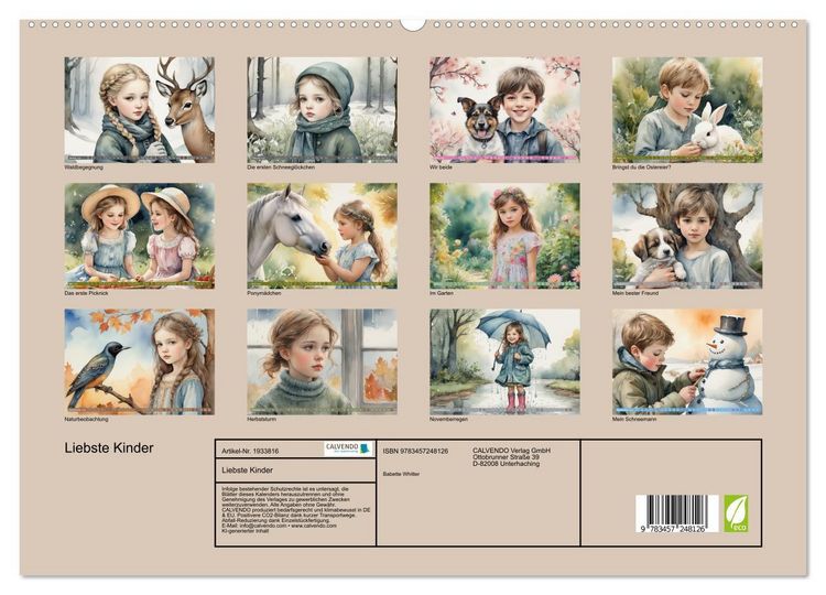 Produktbild: Liebste Kinder (hochwertiger Premium Wandkalender 2026 DIN A2 quer), Kunstdruck in Hochglanz
