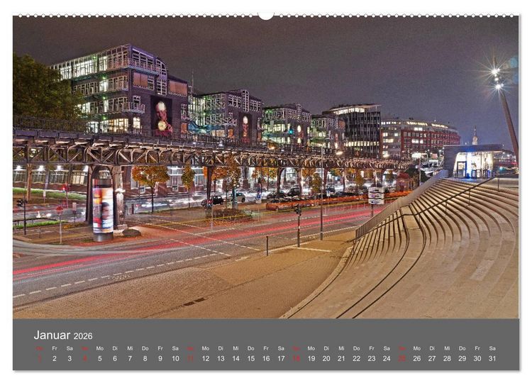 Produktbild: Nightwalk - Hamburg (hochwertiger Premium Wandkalender 2026 DIN A2 quer), Kunstdruck in Hochglanz