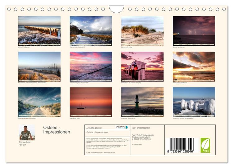 Produktbild: Ostsee - Impressionen (Wandkalender 2026 DIN A4 quer), CALVENDO Monatskalender