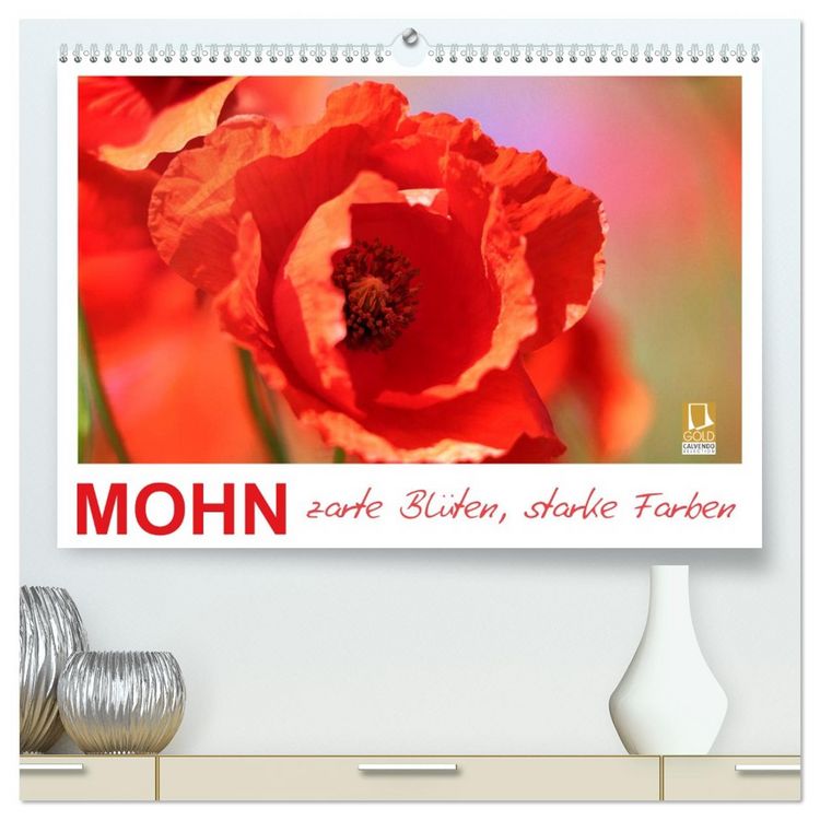 Produktbild: Mohn, zarte Bl&uuml;ten, starke Farben (hochwertiger Premium Wandkalender 2026 DIN A2 quer), Kunstdruck in Hochglanz