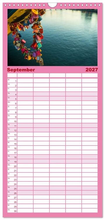 Produktbild: Familienplaner 2027 - Liebesschl&ouml;sser, Ich liebe Dich mit 5 Spalten (Wandkalender, 21 x 45 cm) CALVENDO