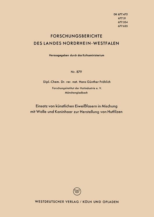 Produktbild: Einsatz von k&uuml;nstlichen Eiwei&szlig;fasern in Mischung mit Wolle und Kaninhaar zur Herstellung von Hutfilzen