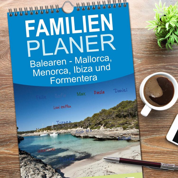 Produktbild: Familienplaner 2026 - Balearen - Mallorca, Menorca, Ibiza und Formentera mit 5 Spalten (Wandkalender, 21 x 45 cm) CALVENDO