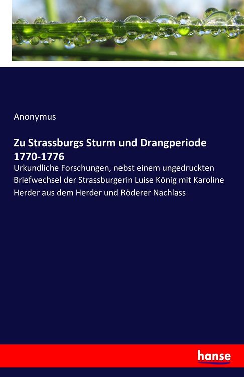 Produktbild: Zu Strassburgs Sturm und Drangperiode 1770-1776