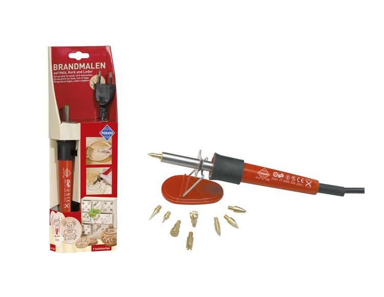 Produktbild: Brandmalkolben mit 9 Aufs&auml;tzen Euro Stecker 230V/30W