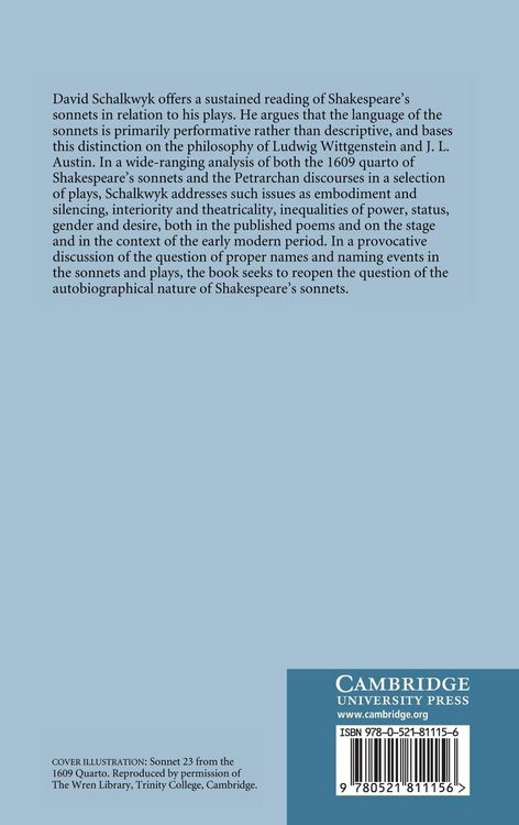 Produktbild: Speech and Performance in Shakespeare's Sonnets and Plays