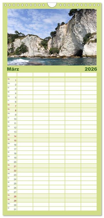 Produktbild: Familienplaner 2026 - Neuseeland - Die sch&ouml;nsten Orte am anderen Ende der Welt mit 5 Spalten (Wandkalender, 21 x 45 cm) CALVENDO