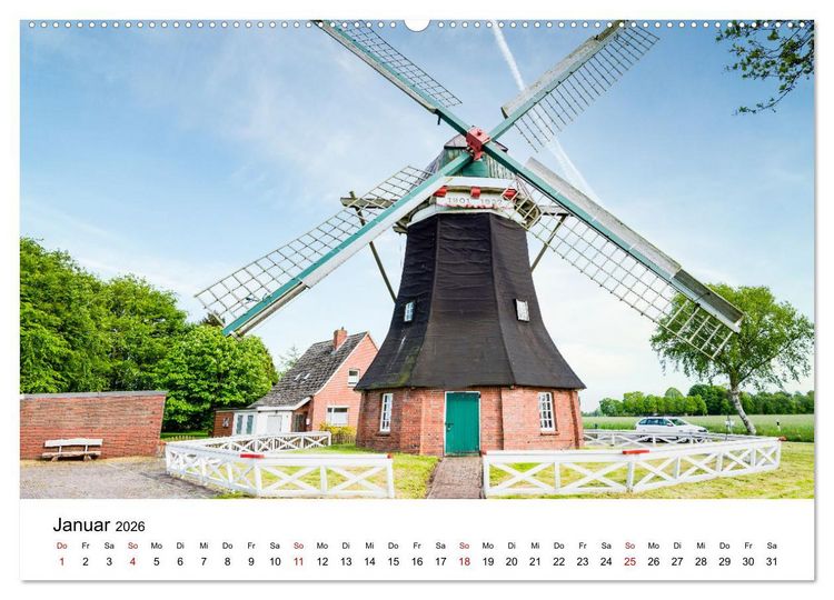 Produktbild: Ostfriesische M&uuml;hlenlandschaft (Wandkalender 2026 DIN A2 quer), CALVENDO Monatskalender