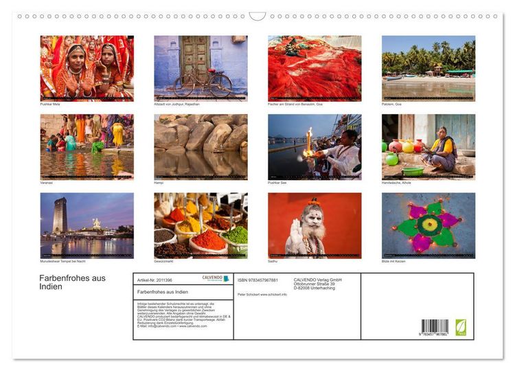 Produktbild: Farbenfrohes aus Indien (Wandkalender 2026 DIN A2 quer), CALVENDO Monatskalender