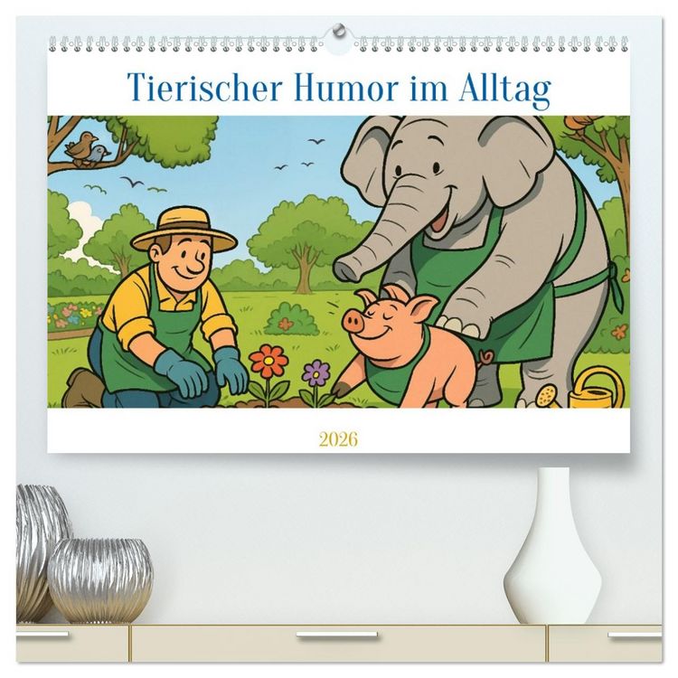 Produktbild: Tierischer Humor im Alltag (hochwertiger Premium Wandkalender 2026 DIN A2 quer), Kunstdruck in Hochglanz
