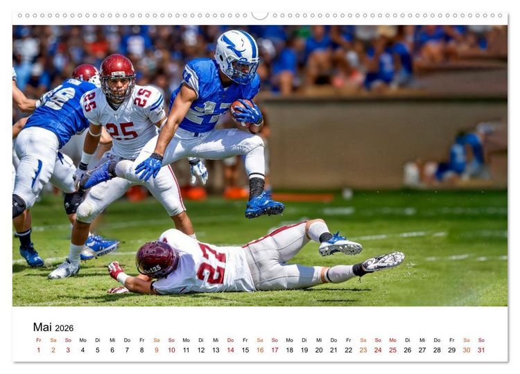 Produktbild: American Football - Touchdown durchs Jahr (hochwertiger Premium Wandkalender 2026 DIN A2 quer), Kunstdruck in Hochglanz