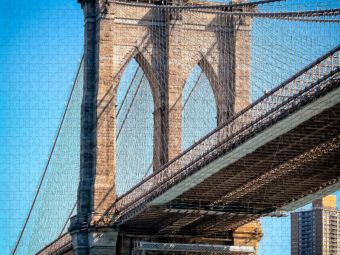 Produktbild: CALVENDO Puzzle Brooklyn Bridge - Br&uuml;cke in eine neue Welt | 1000 Teile Lege-Gr&ouml;&szlig;e 64x48cm Foto-Puzzle f&uuml;r gl&uuml;ckliche Stunden