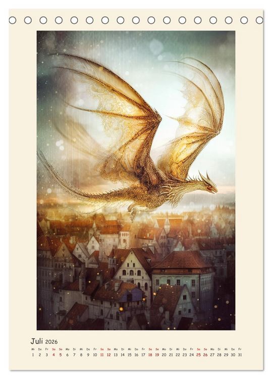Produktbild: Malerische Drachen (Tischkalender 2026 DIN A5 hoch), CALVENDO Monatskalender