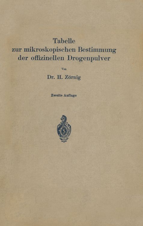 Produktbild: Tabelle zur mikroskopischen Bestimmung der offizinellen Drogenpulver