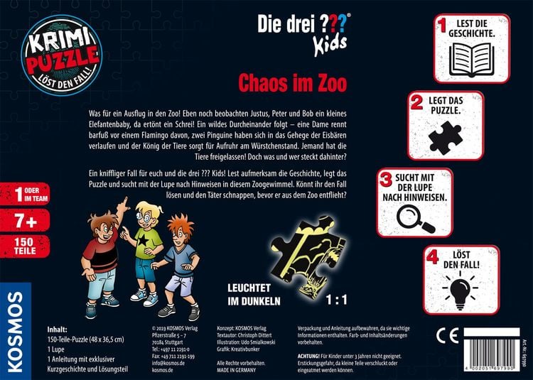 Produktbild: Krimipuzzle Die drei ??? Kids Chaos im Zoo
