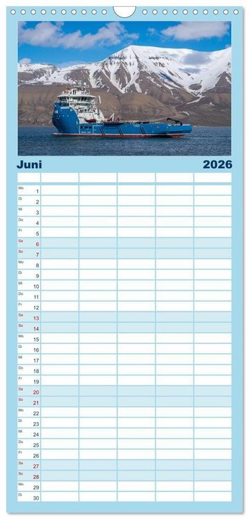 Produktbild: Familienplaner 2026 - Spitzbergen im Sommer mit 5 Spalten (Wandkalender, 21 x 45 cm) CALVENDO