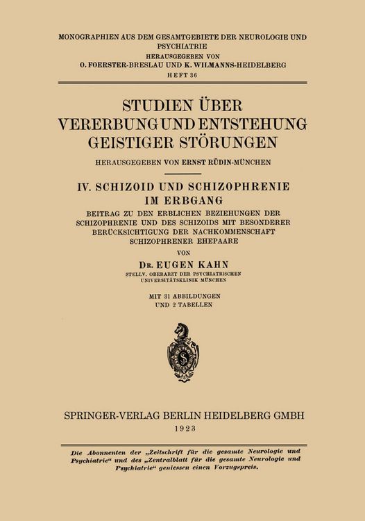 Produktbild: Studien &Uuml;ber Vererbung und Entstehung Geistiger St&ouml;rungen