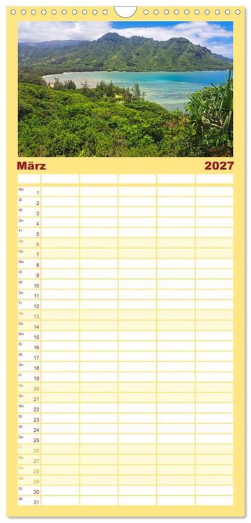 Produktbild: Familienplaner 2027 - Hawaii - Eindr&uuml;cke von Big Island, Kauai & Oahu mit 5 Spalten (Wandkalender, 21 x 45 cm) CALVENDO