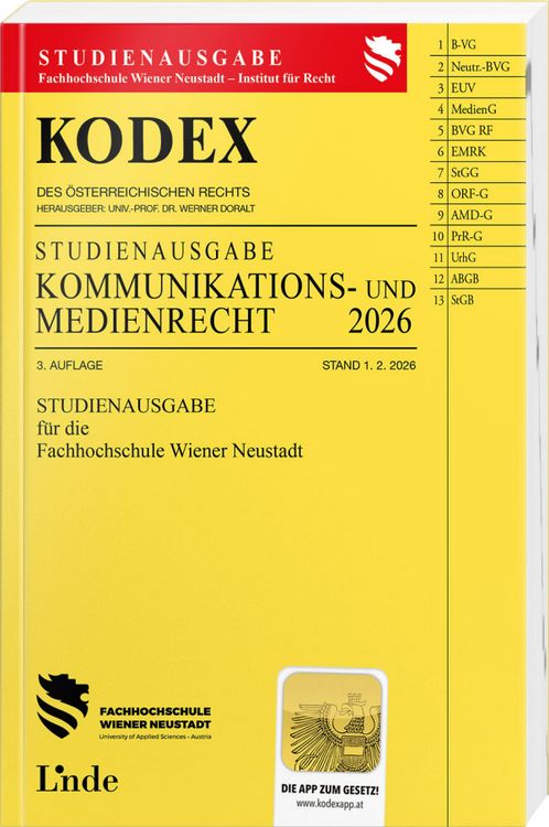 Produktbild: KODEX Studienausgabe Kommunikations- und Medienrecht 2026