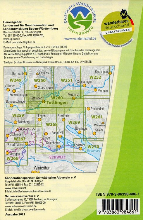 Produktbild: W260 Wanderkarte 1:25 000 Tuttlingen