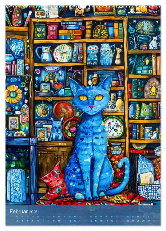 Produktbild: Katzenleben in Farbe - Witzige Szenen aus dem Katzenalltag (hochwertiger Premium Wandkalender 2026 DIN A2 hoch), Kunstdruck in Hochglanz