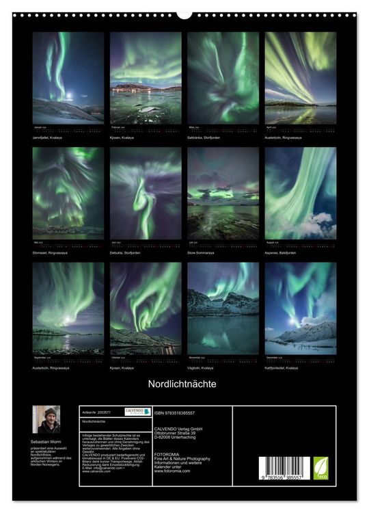 Produktbild: Nordlichtn&auml;chte (hochwertiger Premium Wandkalender 2026 DIN A2 hoch), Kunstdruck in Hochglanz