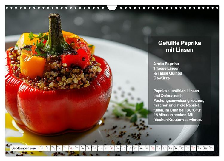 Produktbild: Veganes Soulfood - Leichte vegan Rezepte f&uuml;r jeden Monat (Wandkalender 2026 DIN A3 quer), CALVENDO Monatskalender