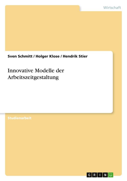 Produktbild: Innovative Modelle der Arbeitszeitgestaltung