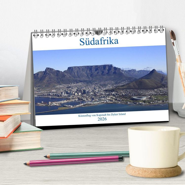Produktbild: S&uuml;dafrika - K&uuml;stenflug von Kapstadt bis Dyker Island (Tischkalender 2026 DIN A5 quer), CALVENDO Monatskalender