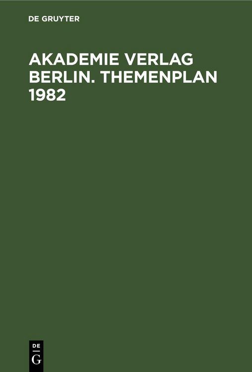 Produktbild: Akademie Verlag Berlin. Themenplan 1982