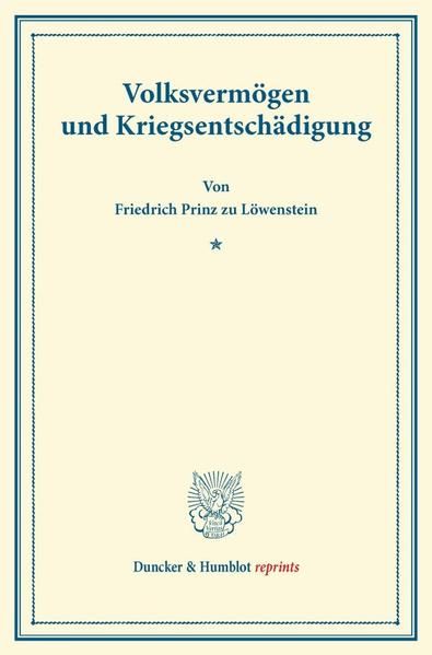 Produktbild: Volksverm&ouml;gen und Kriegsentsch&auml;digung.