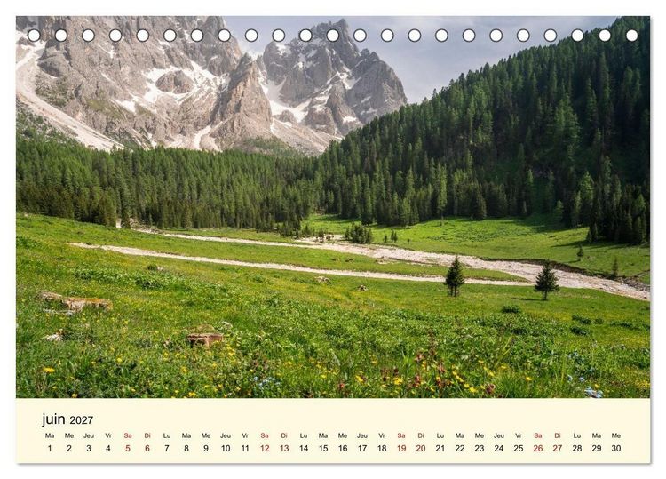 Produktbild: Un voyage dans les Dolomites (Calendrier de bureau 2027 DIN A5 vertical), CALVENDO calendrier mensuel