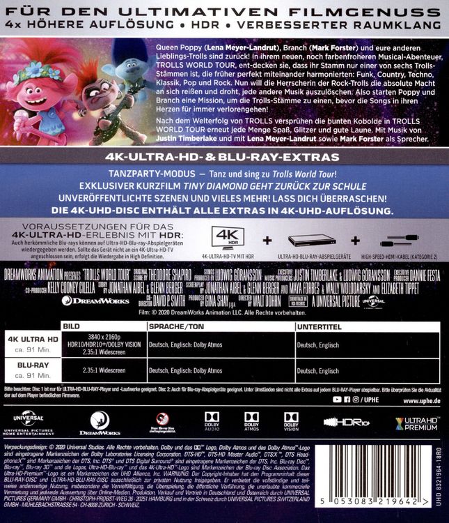 Produktbild: Trolls World Tour (4K Ultra HD) (+ Blu-ray 2D)