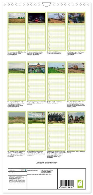 Produktbild: Familienplaner 2026 - D&auml;nische Eisenbahnen mit 5 Spalten (Wandkalender, 21 x 45 cm) CALVENDO