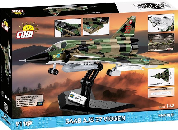 Produktbild: COBI Armed Forces 5911 - Saab AJS 37 Viggen, Bausatz 1:48, 911 Klemmbausteine